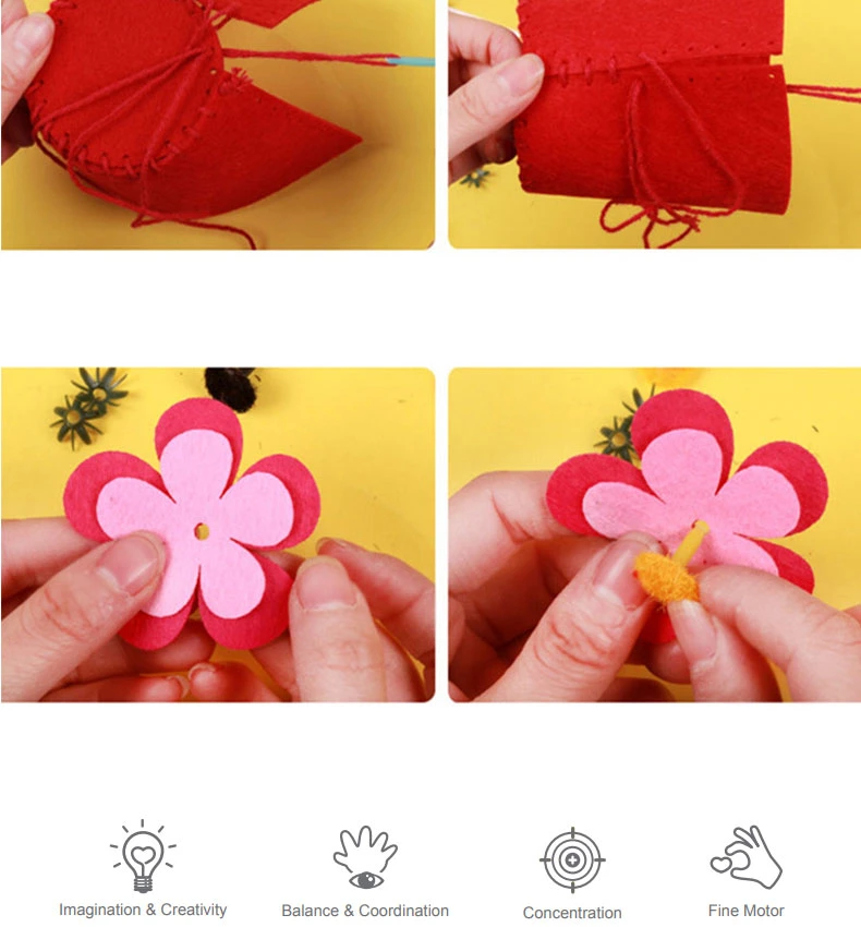 DIY Potted Flower Children Sewing Kit Creative Felt Craft Kit for Kids