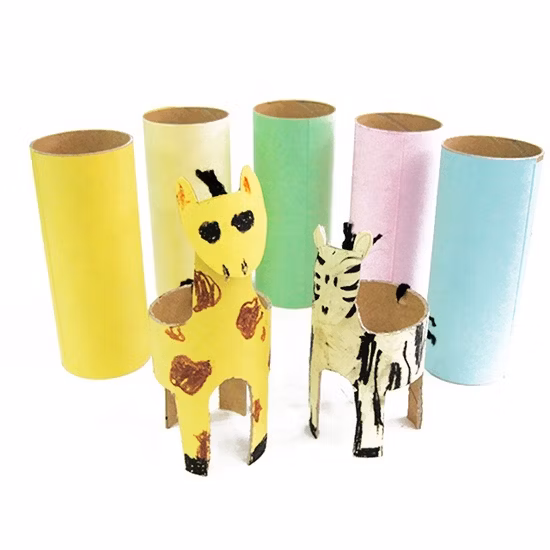 Tubo de papel colorido faça você mesmo artesanato em papel para arte infantil