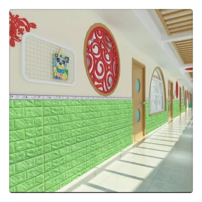 2021 Papel de parede de espuma 3D XPE PE Foam Adesivo de parede de espuma autoadesiva Desenhos de desenhos animados de madeira de tijolos Macio Quarto infantil para decoração de parede faça você mesmo