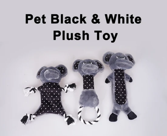 Rena Pet Som de Animal Preto e Branco Brinquedo de Papel Recheado de Pelúcia Design Clássico Brinquedo para Cão